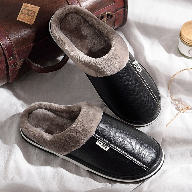 Winter soft plush warm indoor women's and men's slippers 5