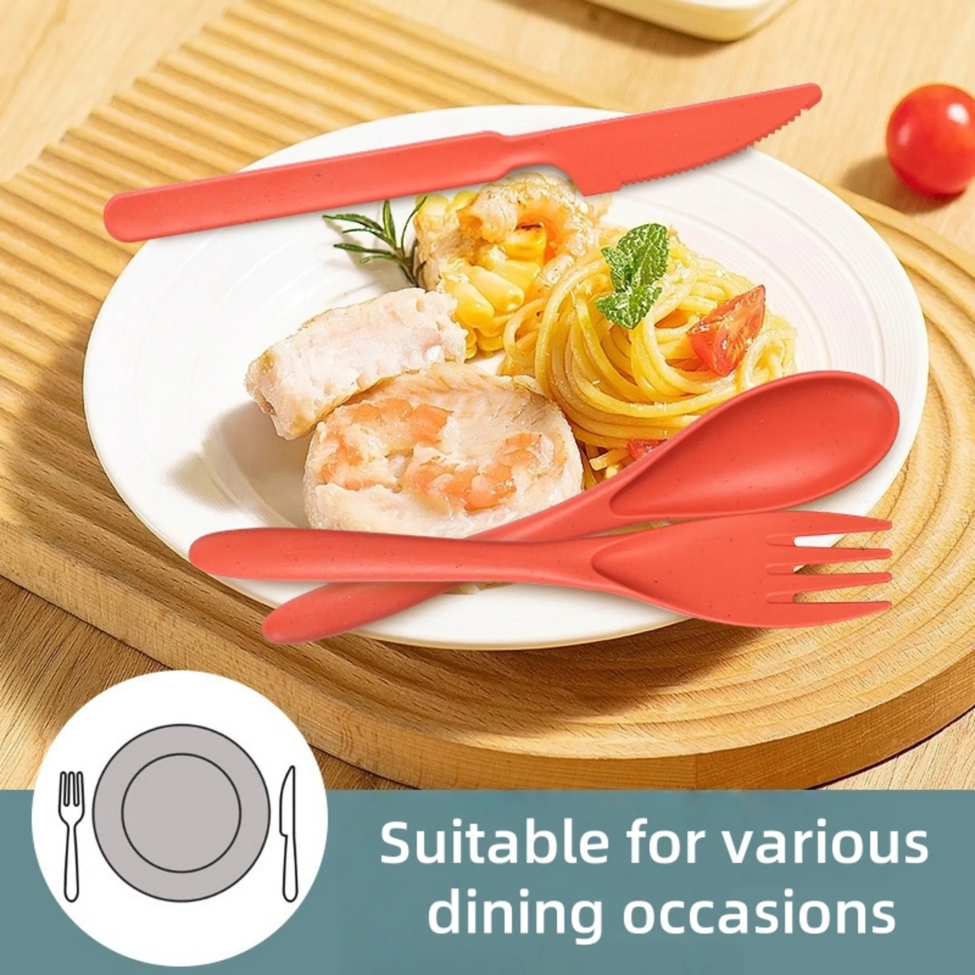 Eco-Friendly Wheat Straw Flatware Set With Holder 4