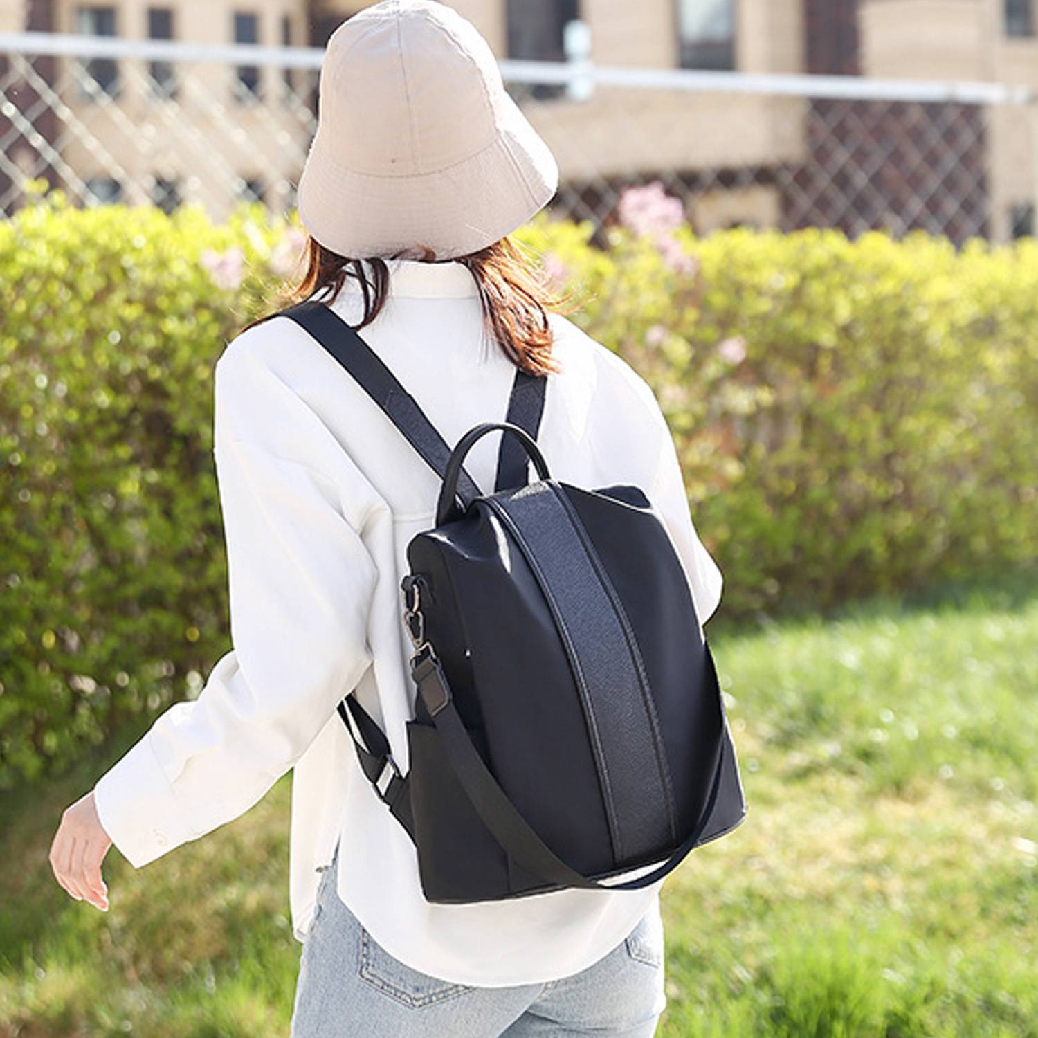 Nylon trend travel backpack with pendant 1