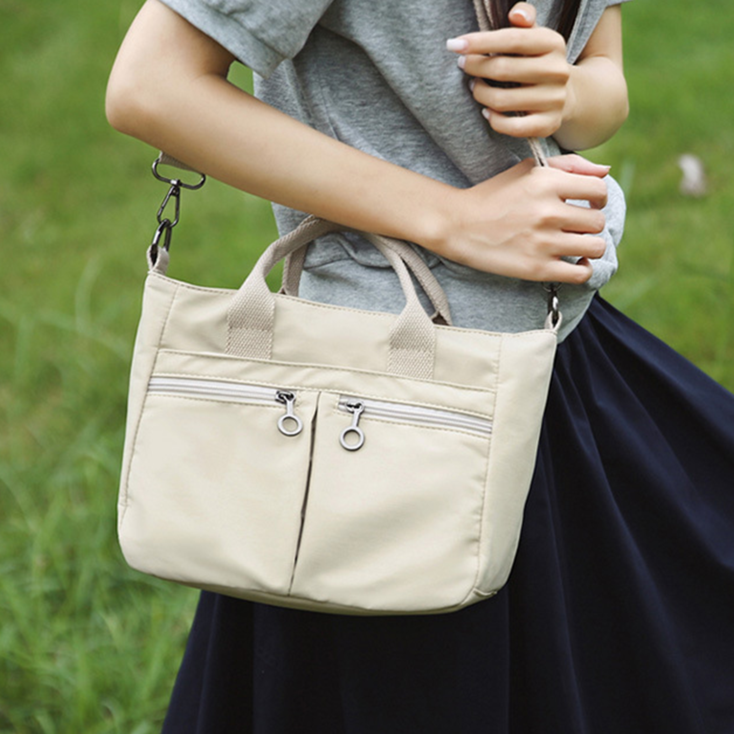 Nylon Lightweight Crossbody Tote Bag 11
