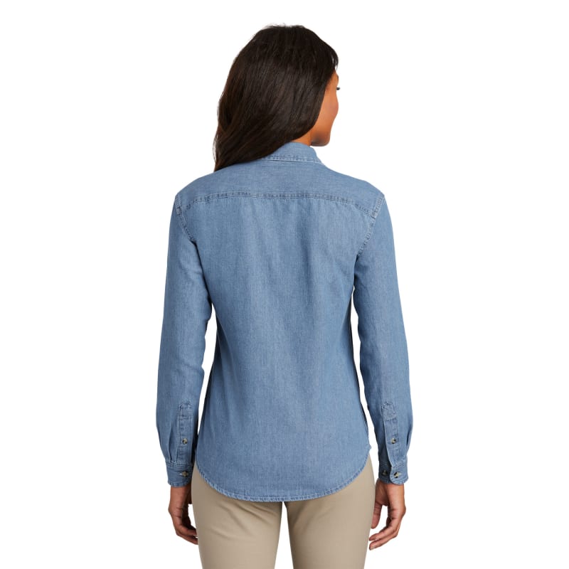 Port & Company Women's Long Sleeve Value Denim Shirt. 2