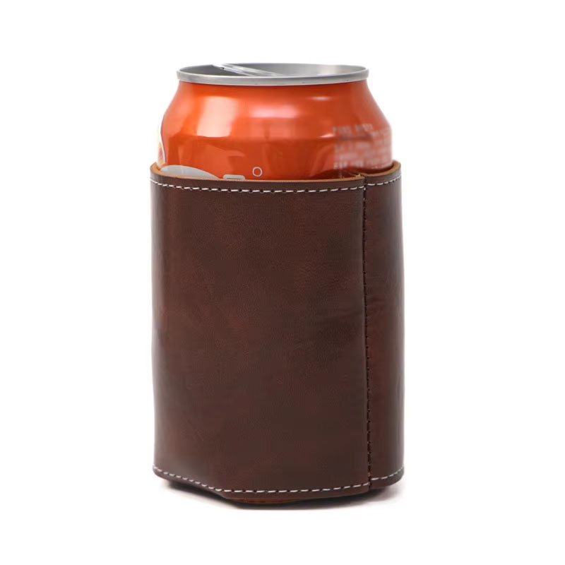 Faux Leather Can Cooler, custom koozie with logo imprint 5
