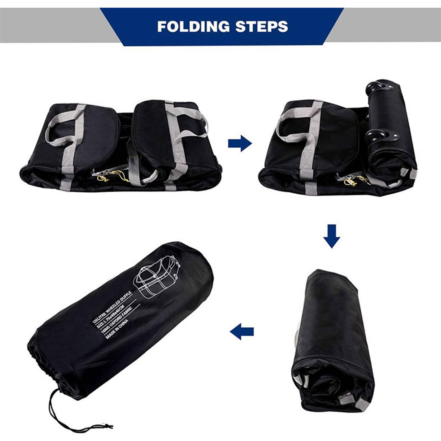 120L Foldable Large Capacity Duffle Bag w/ Wheels 3