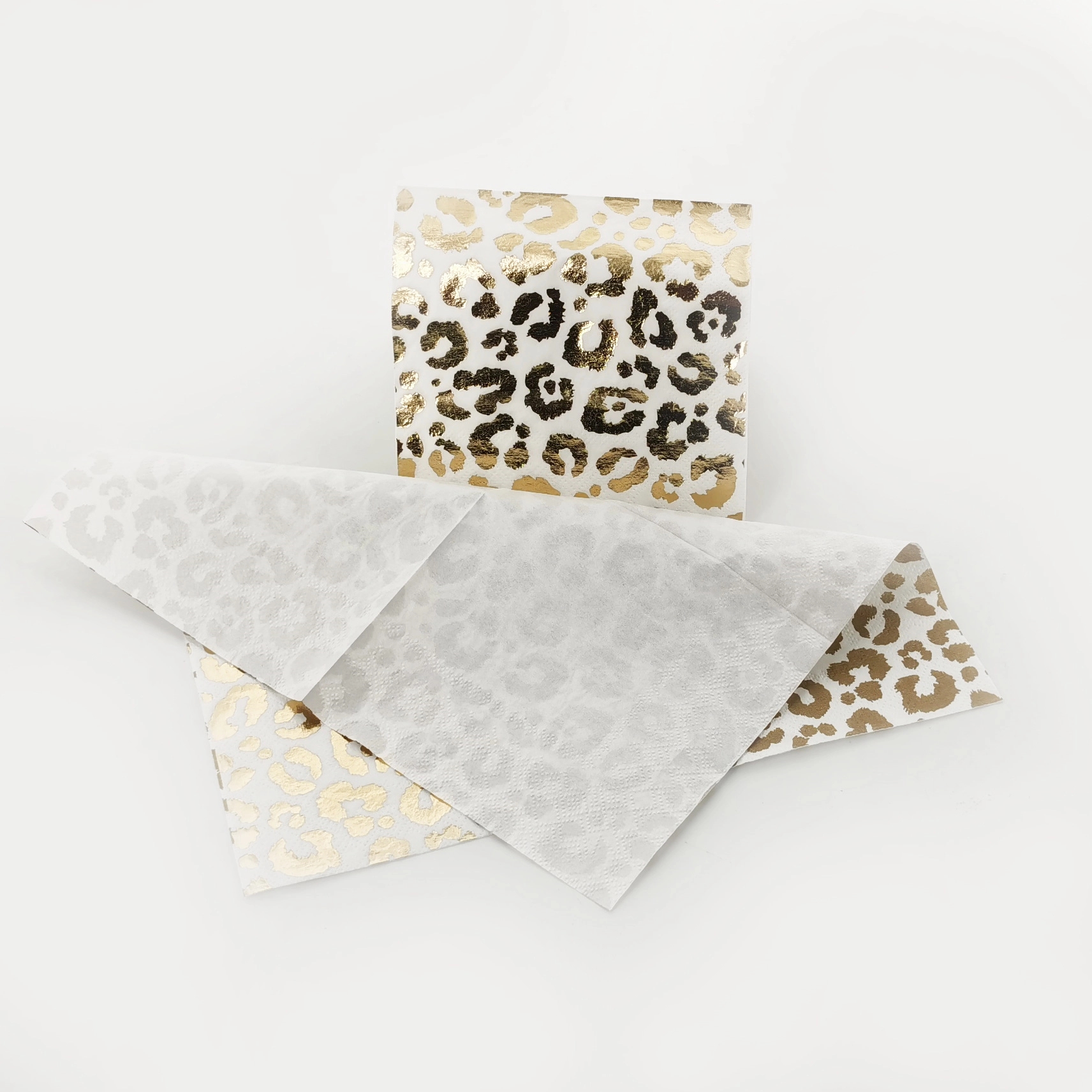 Custom Gold Foil Cheetah Print Paper Napkins 4
