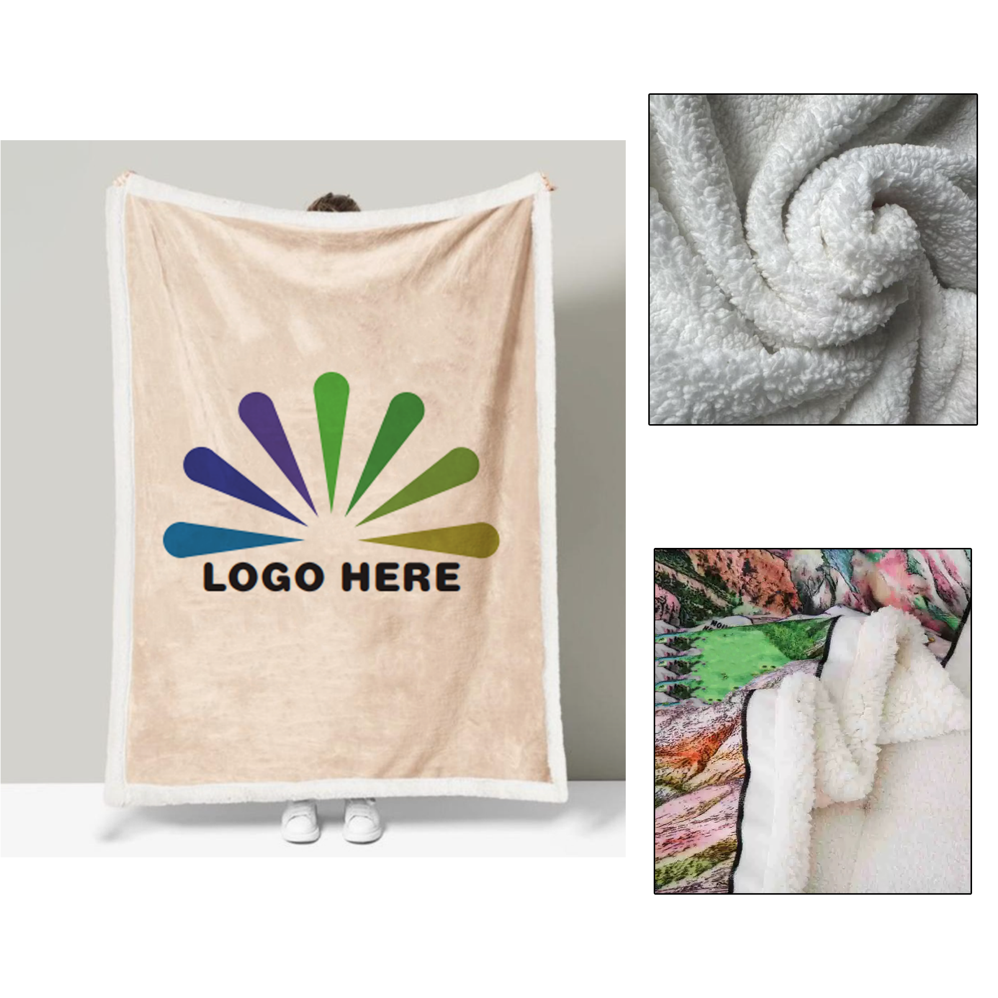Single-Side Full-Color Printed Double-Layer Lamb Wool Blanket 2