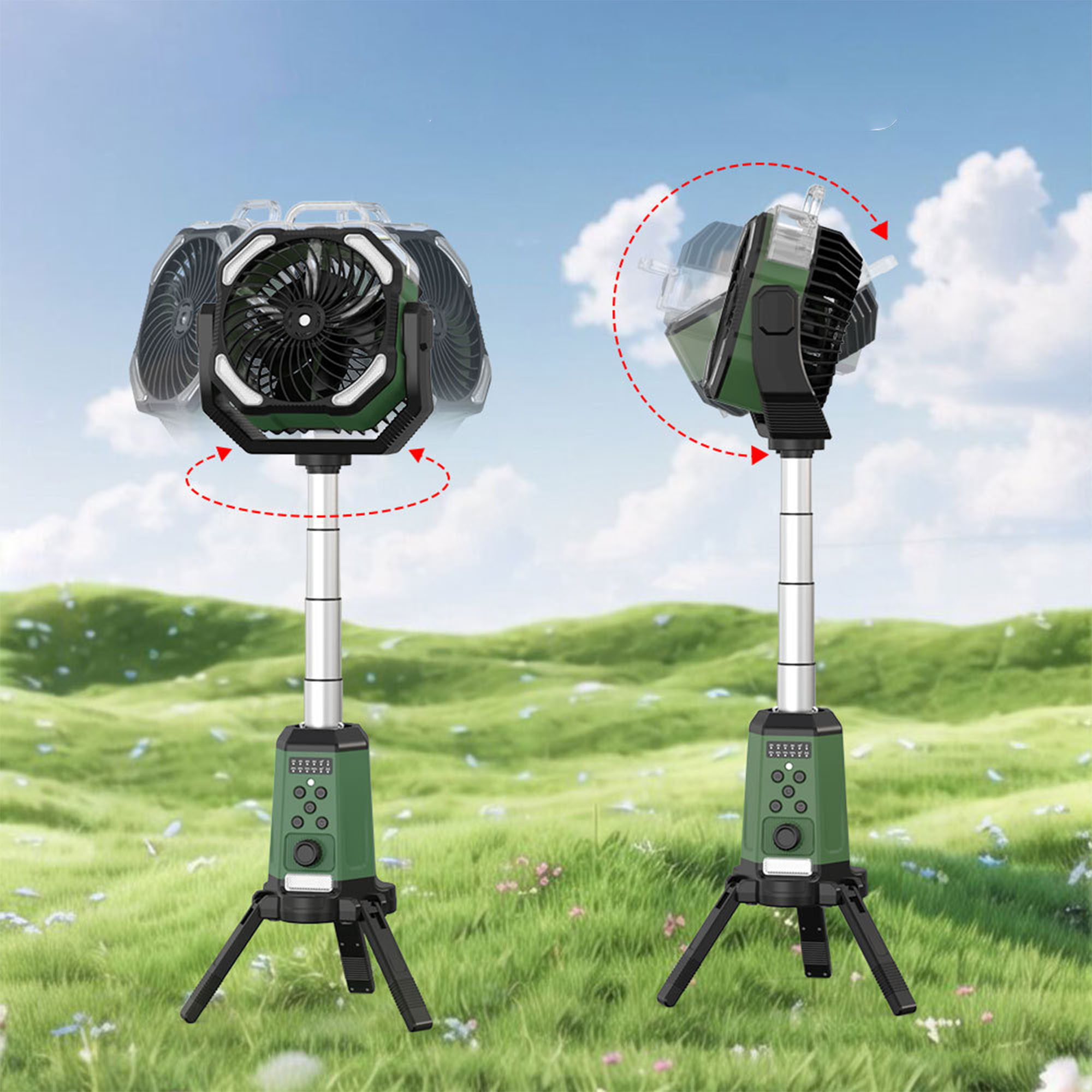 Remote-Control Camping Fan with LED & Power Bank 2