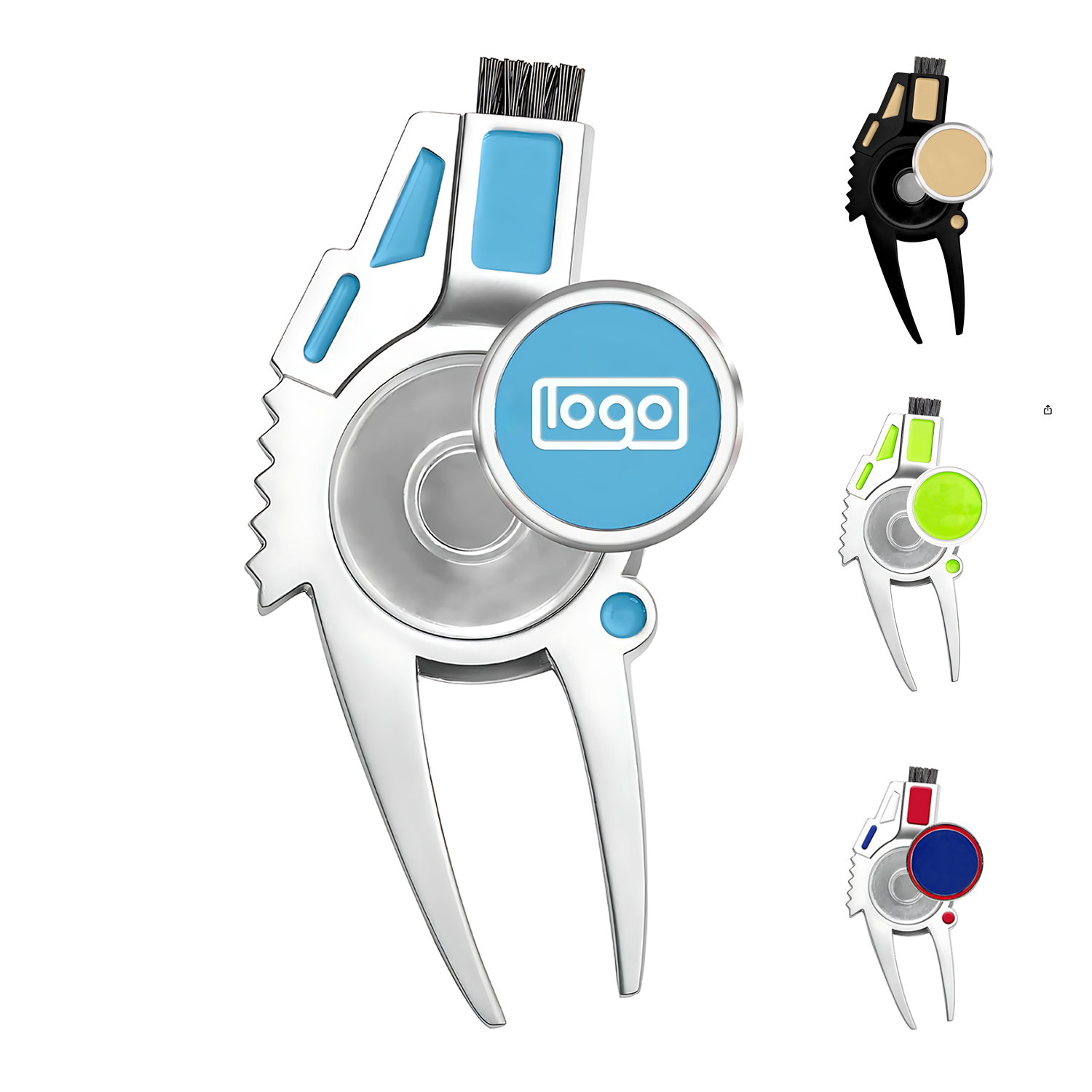 Hot Sale Creative Metal Golf Ball Brush w/ Cleaner & Fork 1