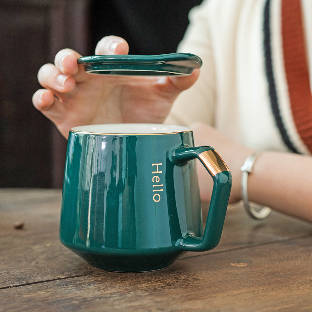 12 Oz. Ceramic Coffee Mugs w/Lid 7