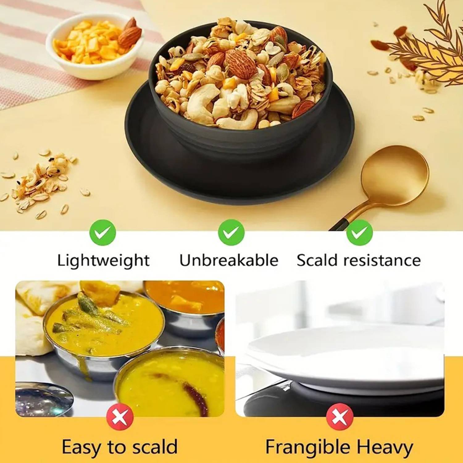 16Pcs Wheat Straw Kitchen Dinnerware Set 6