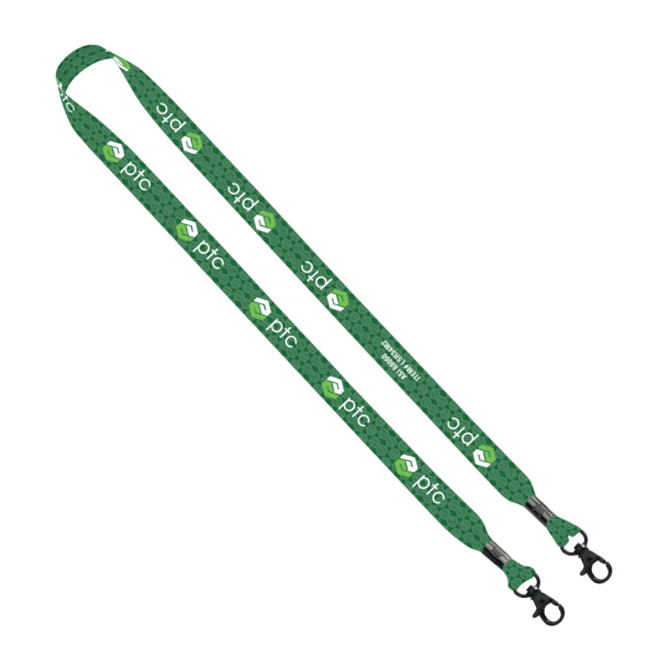 3/4" rPET Dye-Sublimated Double-Ended Lanyard With Metal Crimp and Lobster Clip 1