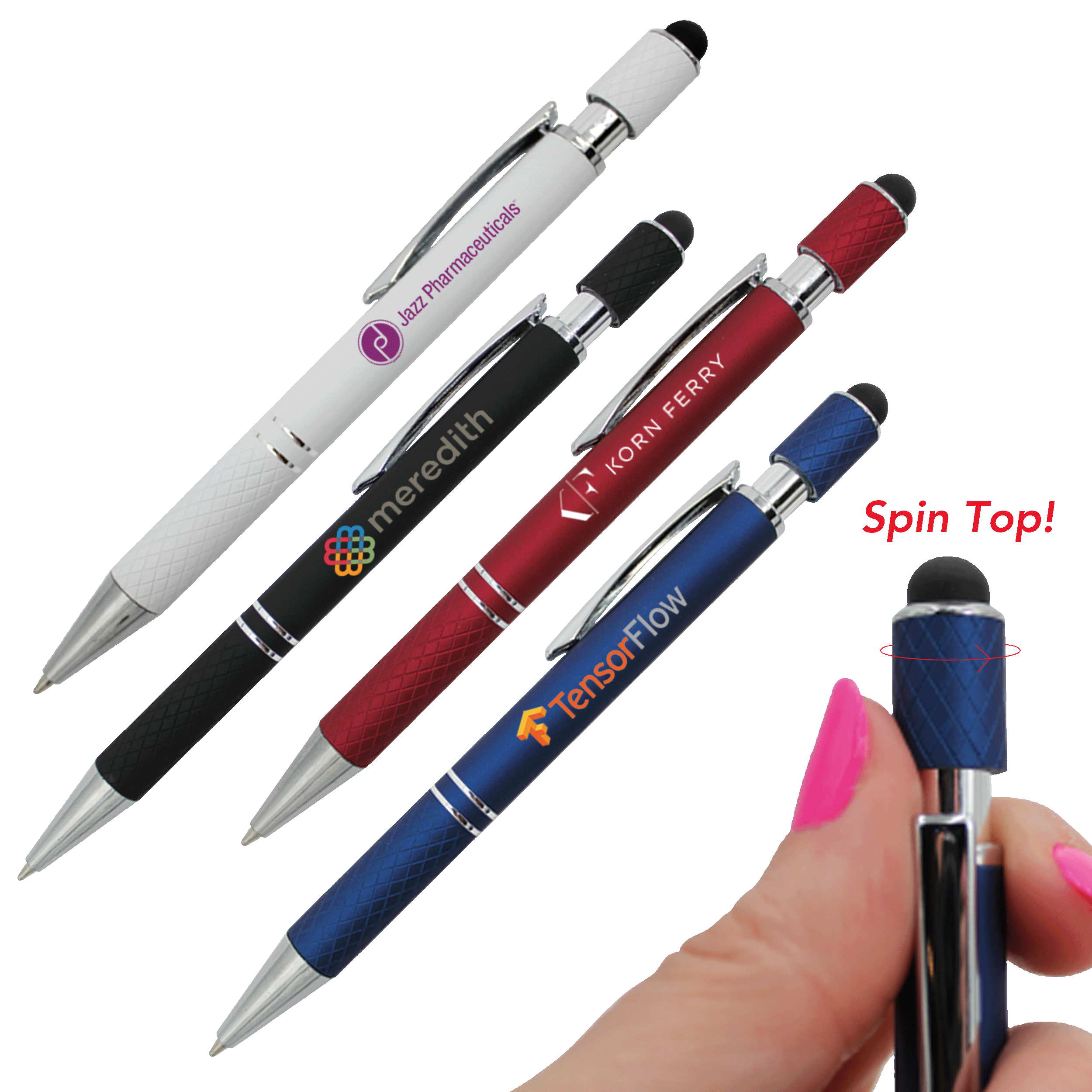Halcyon® Executive Metal Spin Top Pen with Stylus 2