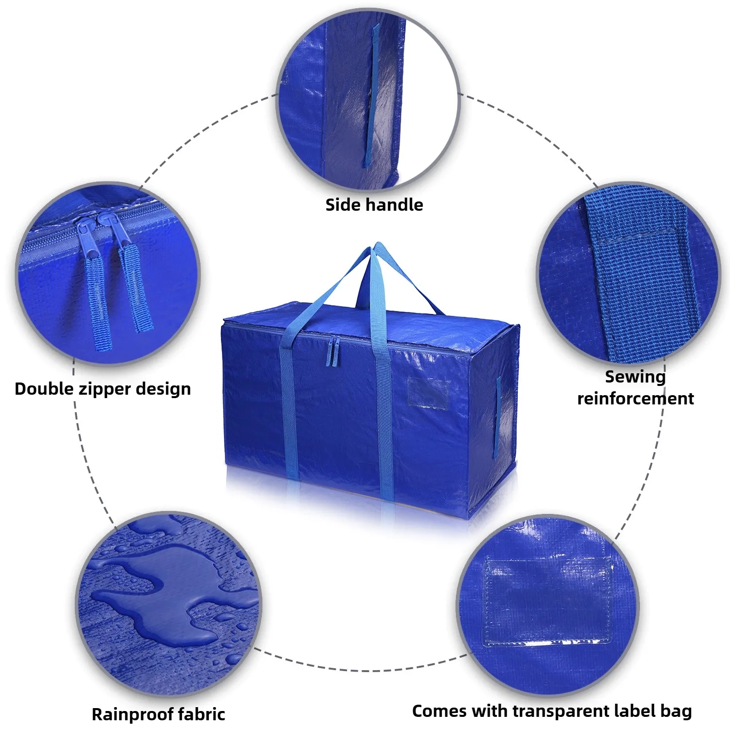 Extra Large Moving Bags with Zippers Heavy Duty Waterproof Storage Handles 8