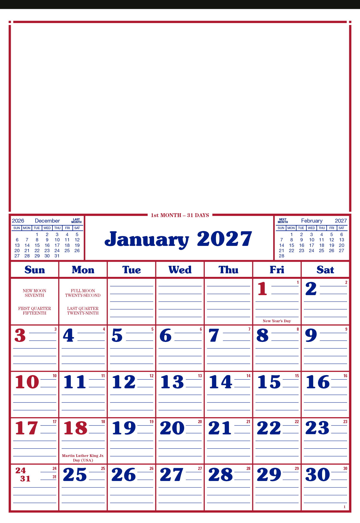 Skinner & Kennedy® Commercial 12-Sheet Calendar 31