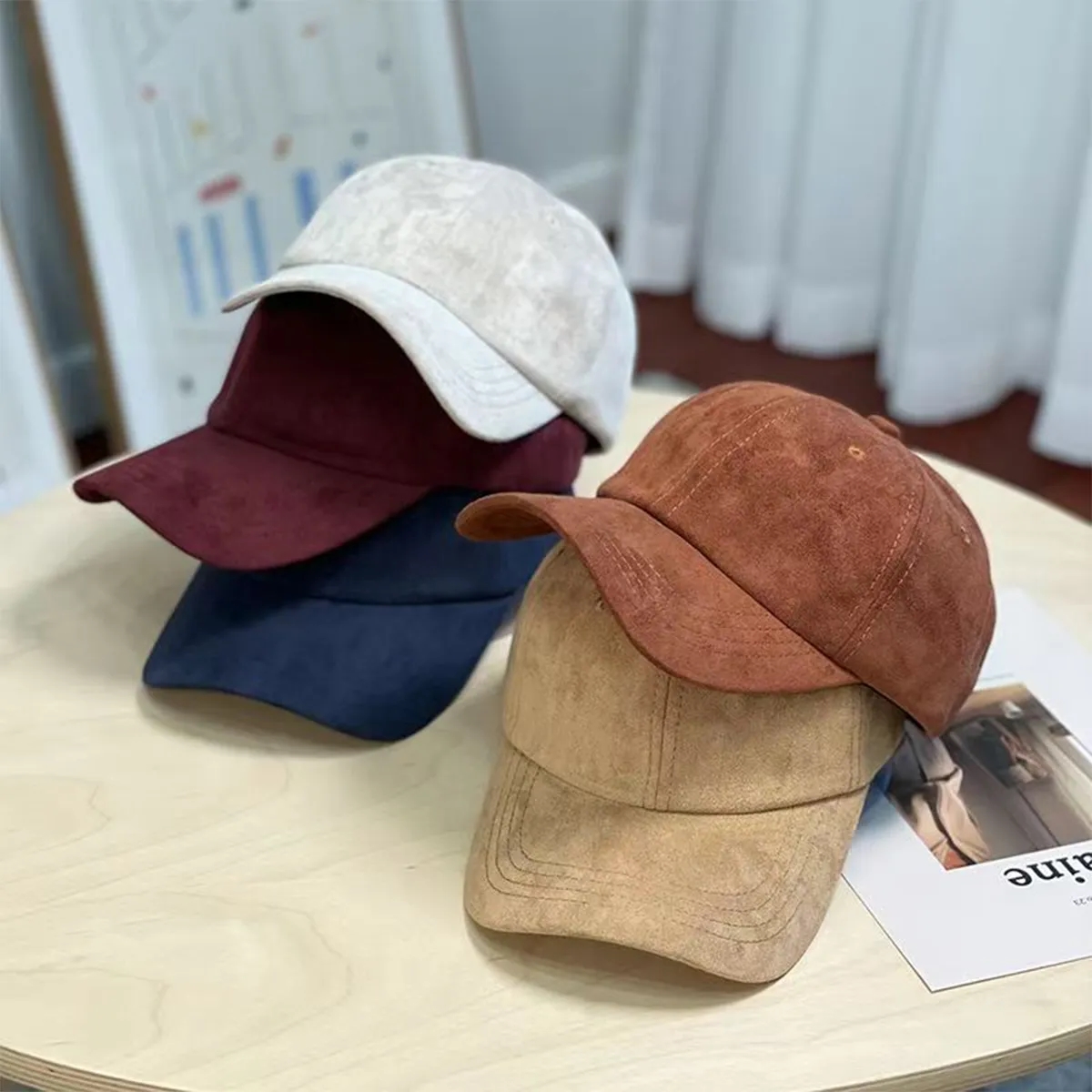 Custom Adjustable Suede Six-Panel Baseball Cap Classic Hat 5