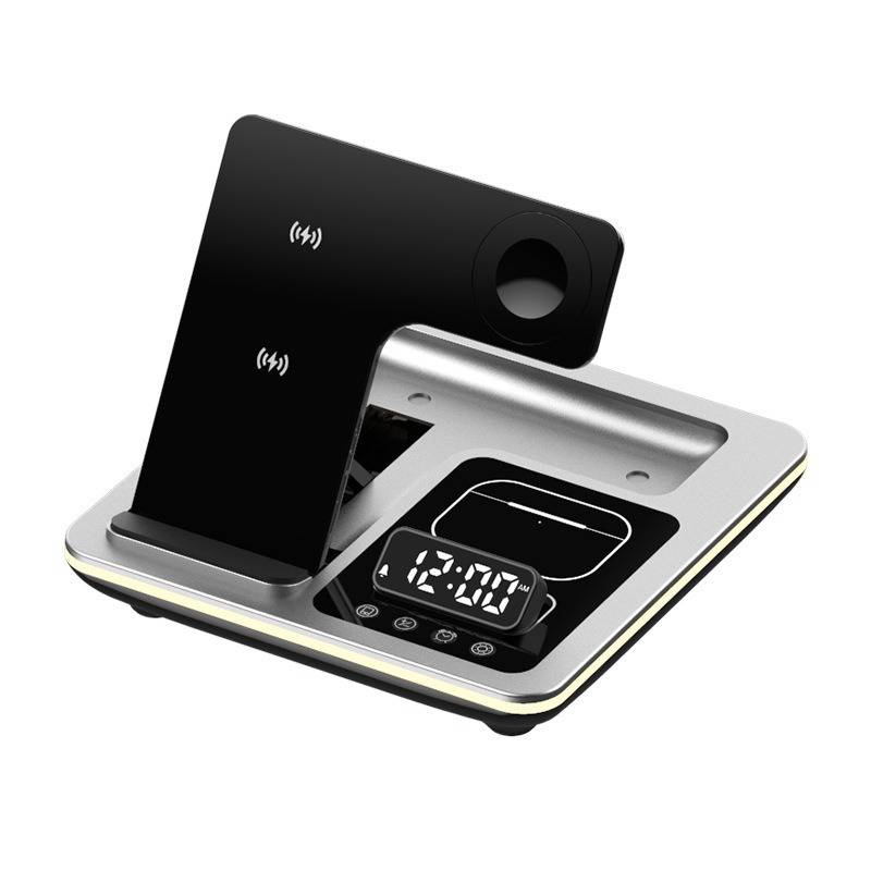 5-In-1 Electric Folding Wireless Charger W/ Alarm Clock 5