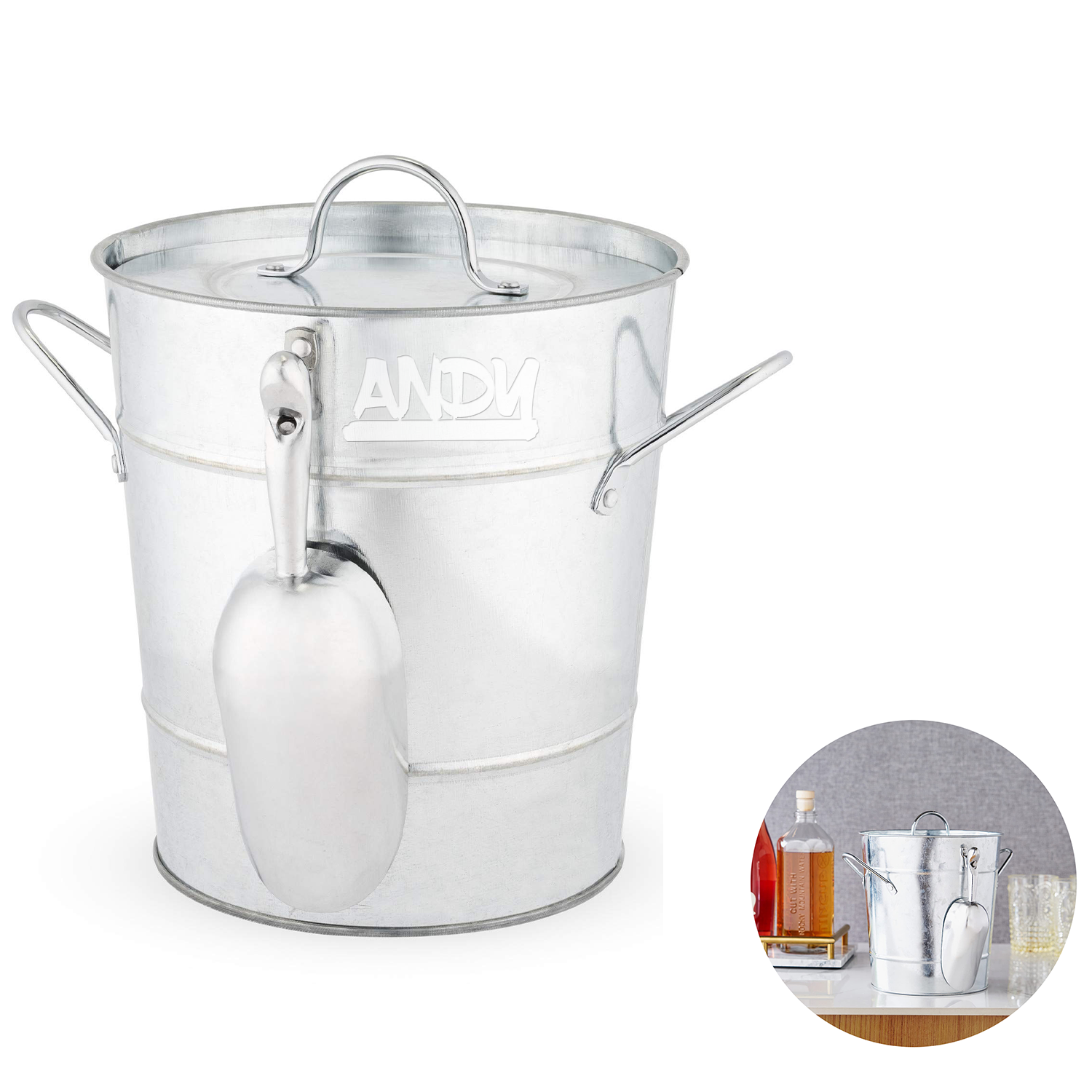 Insulated Ice Bucket wi/ Lid and Scoop 2
