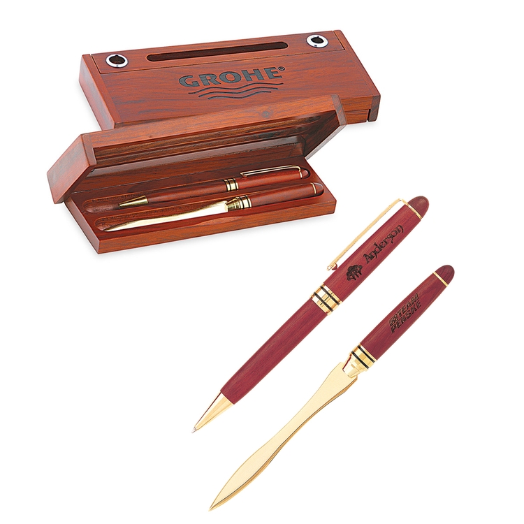 Wooden Letter Opener / Pen Set in Case 1