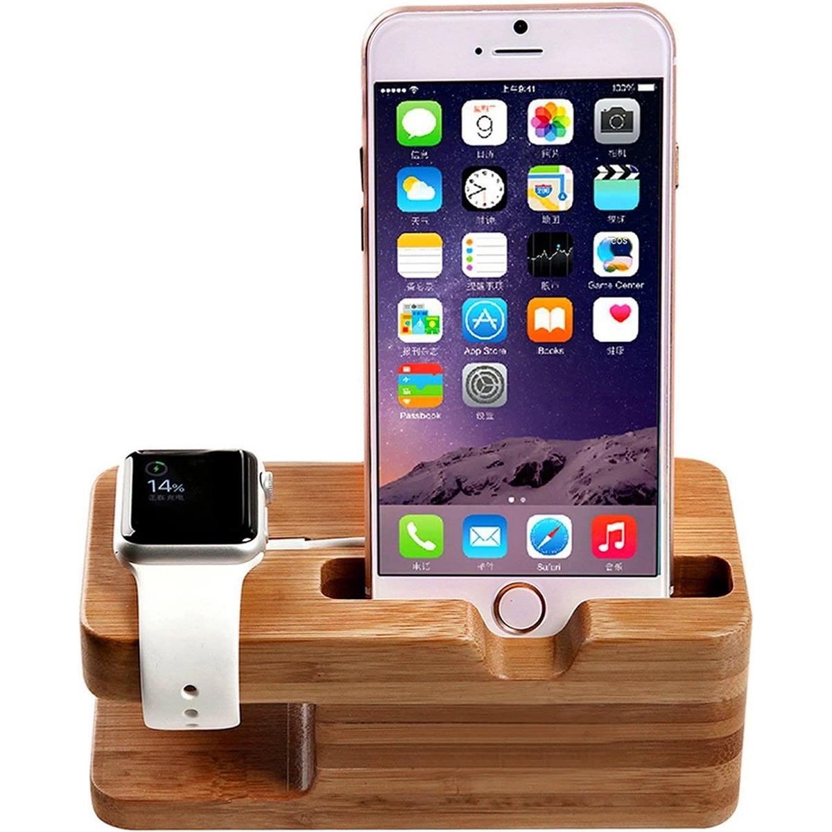 Bamboo Charging Station Wood Charge Dock 1