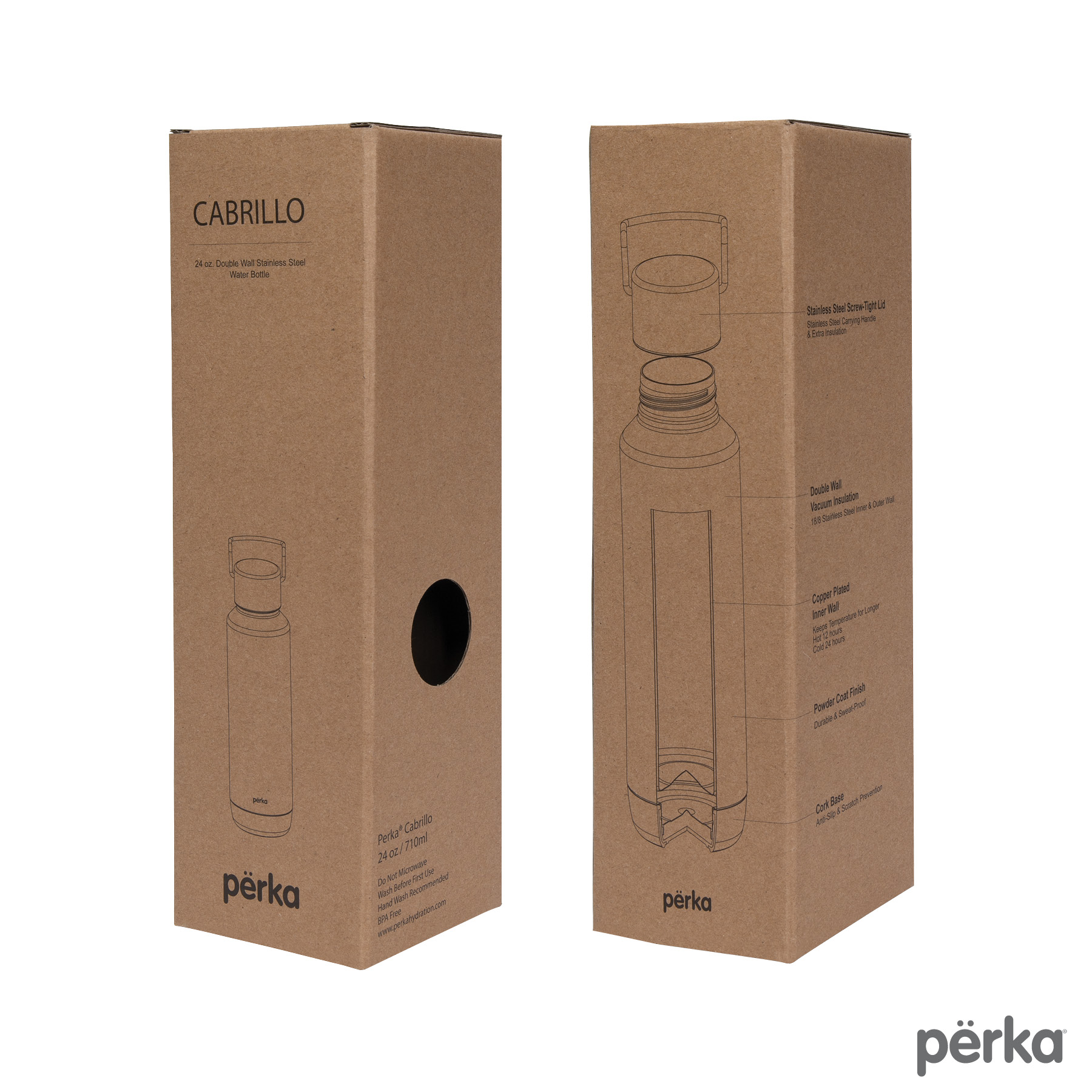Perka® Cabrillo 24 oz. Double Wall, Stainless Steel Water Bottle 40