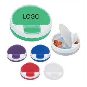 Round Snap Lid Pill Case With Four Compartments And Rotating Top 11