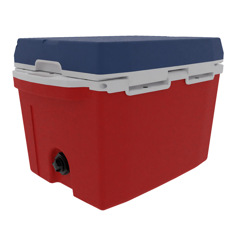 Taiga 27 Quart Cooler: Custom molded Logo, Custom PMS Color 23