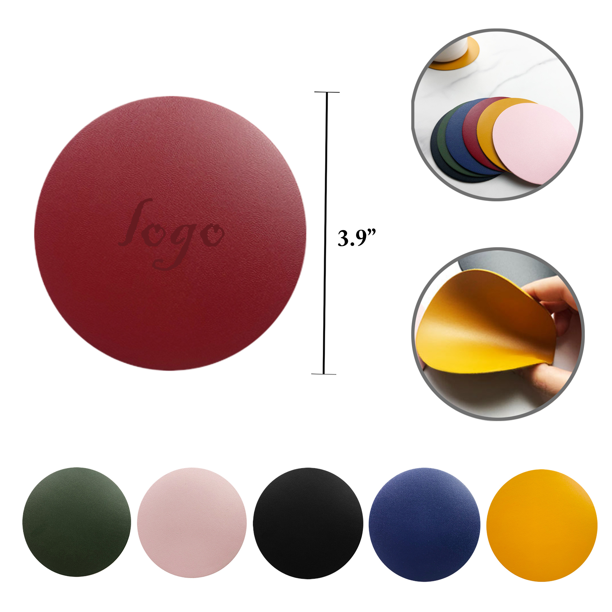MOQ50 Plastic Round Non-Slip Waterproof Coasters 1