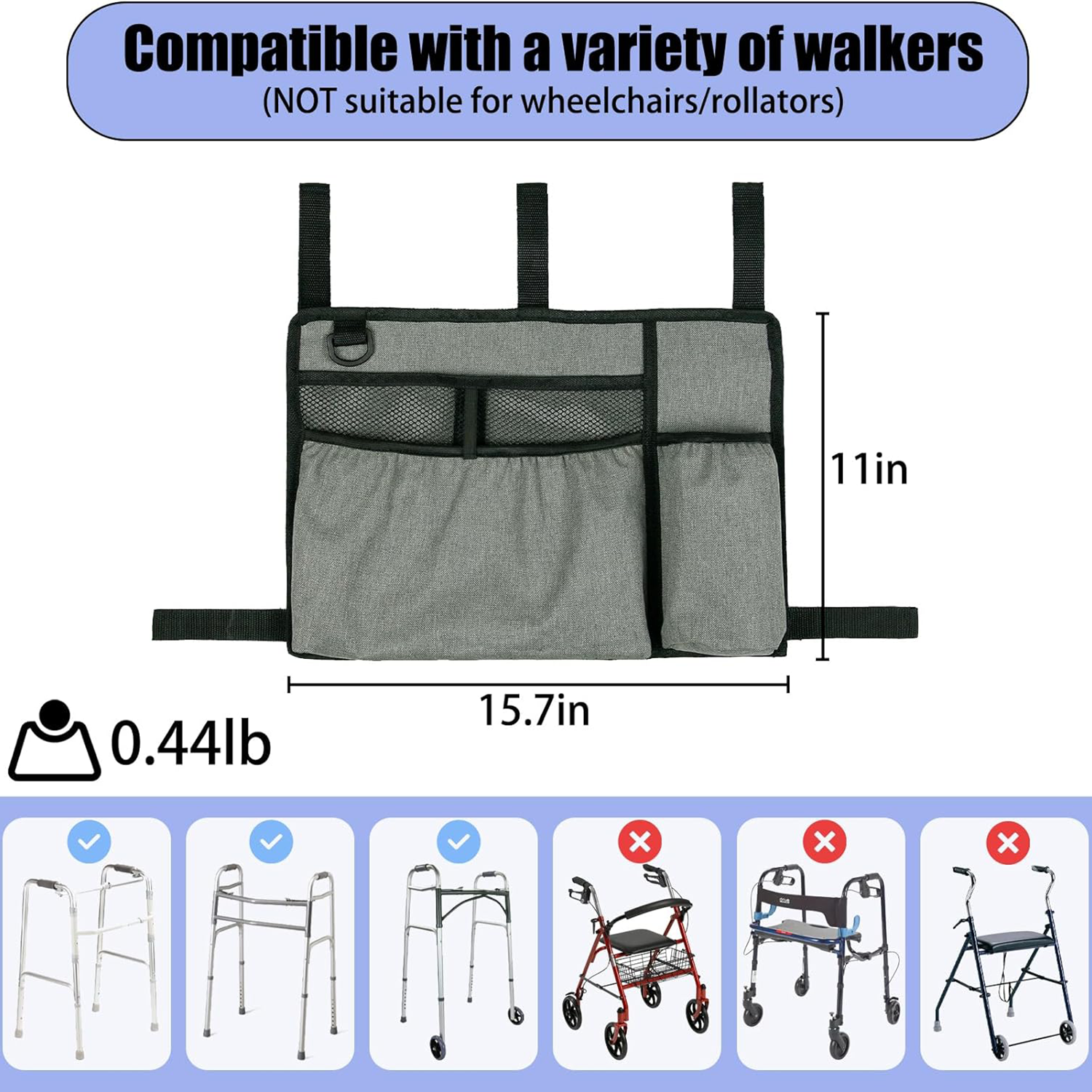 Multi-Pocket Walker Bag with Cup Holder 3