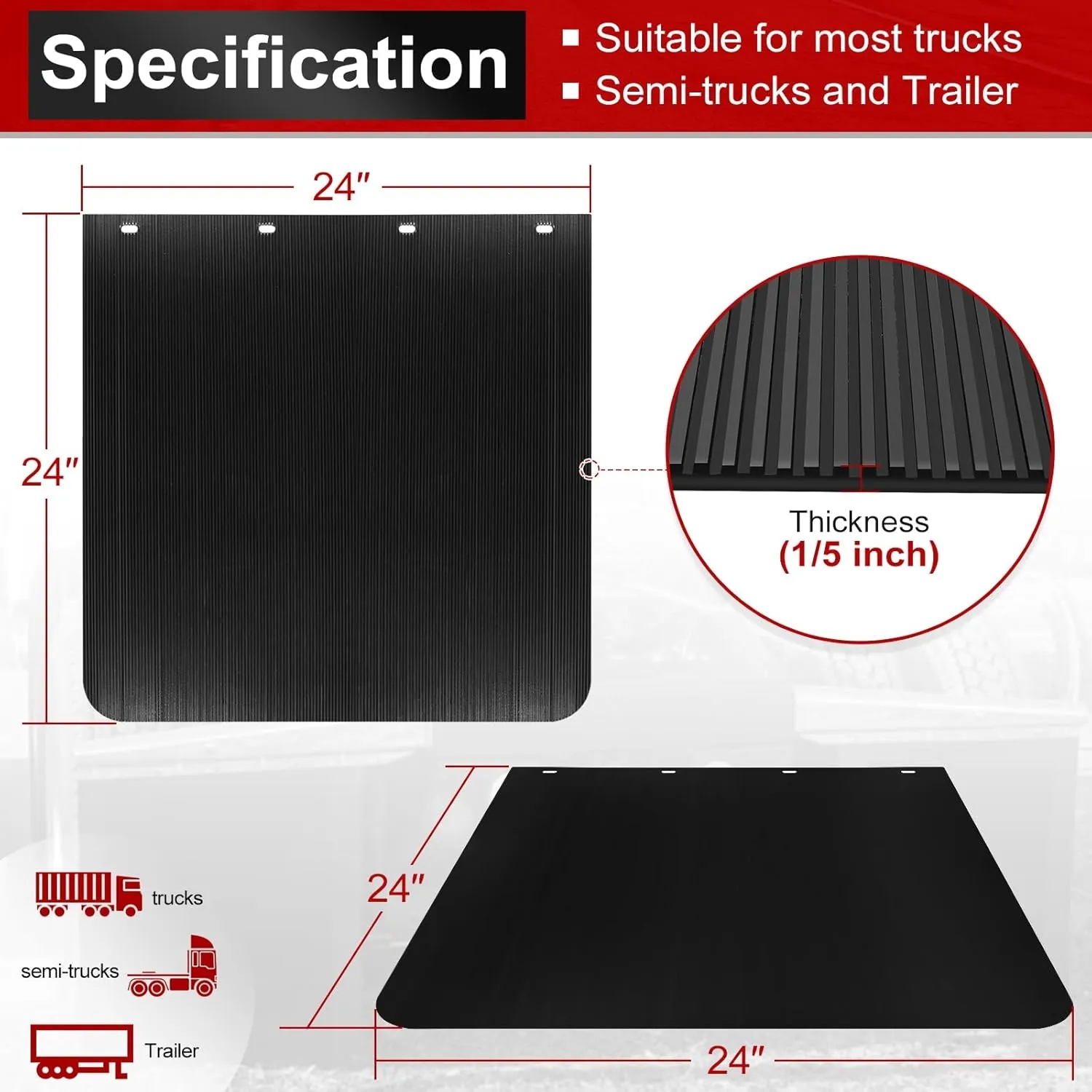 24"x24" Heavy-Duty Mud Flaps with Customized Logo 4