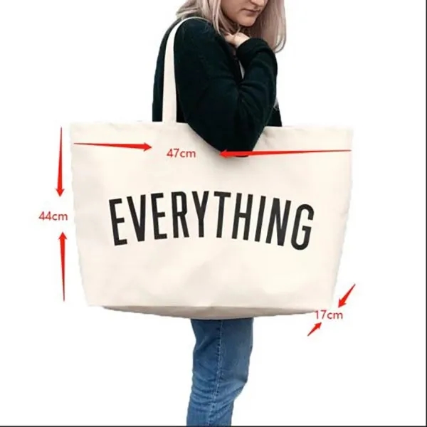 Large Eco-Friendly Canvas Tote Bag for Sustainable Shopping, custom tote bag with logo imprint 3
