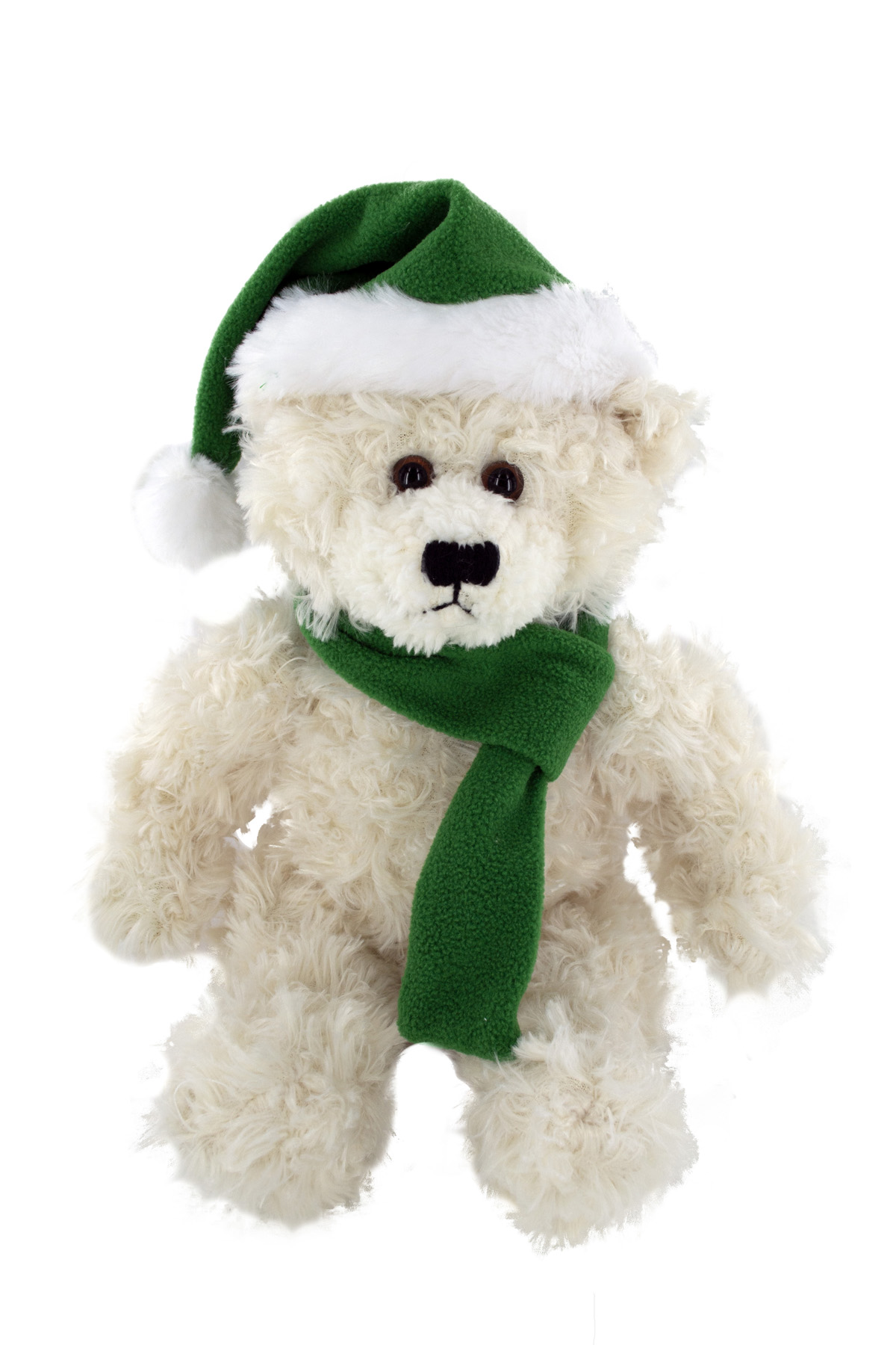 soft plush Cream Brandon Bear  with Christmas scarf &hat