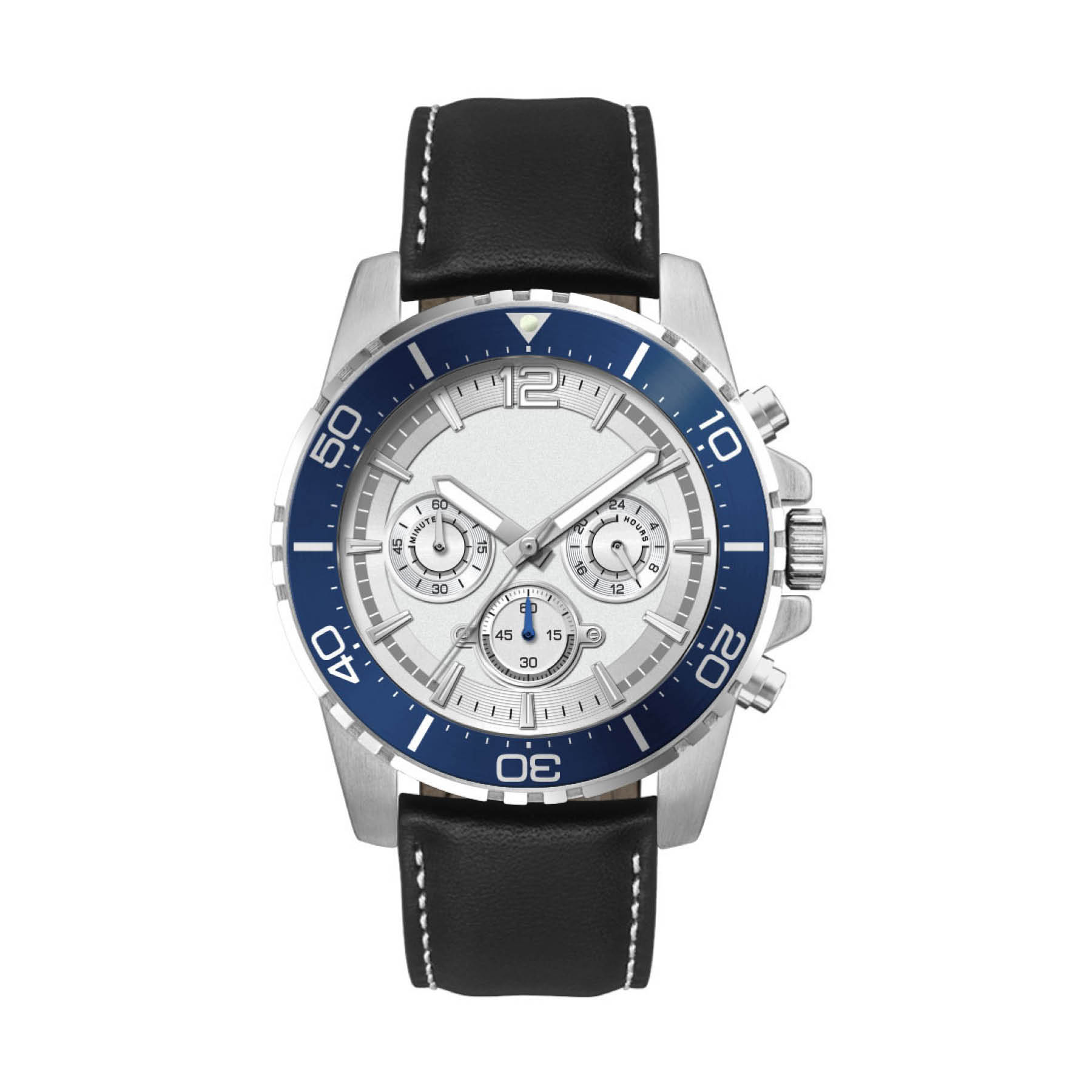 44MM, SILVER METAL CASE, BL BEZEL, CHRONO MVT 2