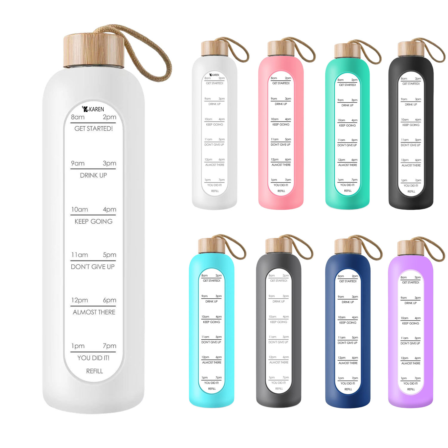 35oz Motivational Borosilicate Glass Water Bottle 1