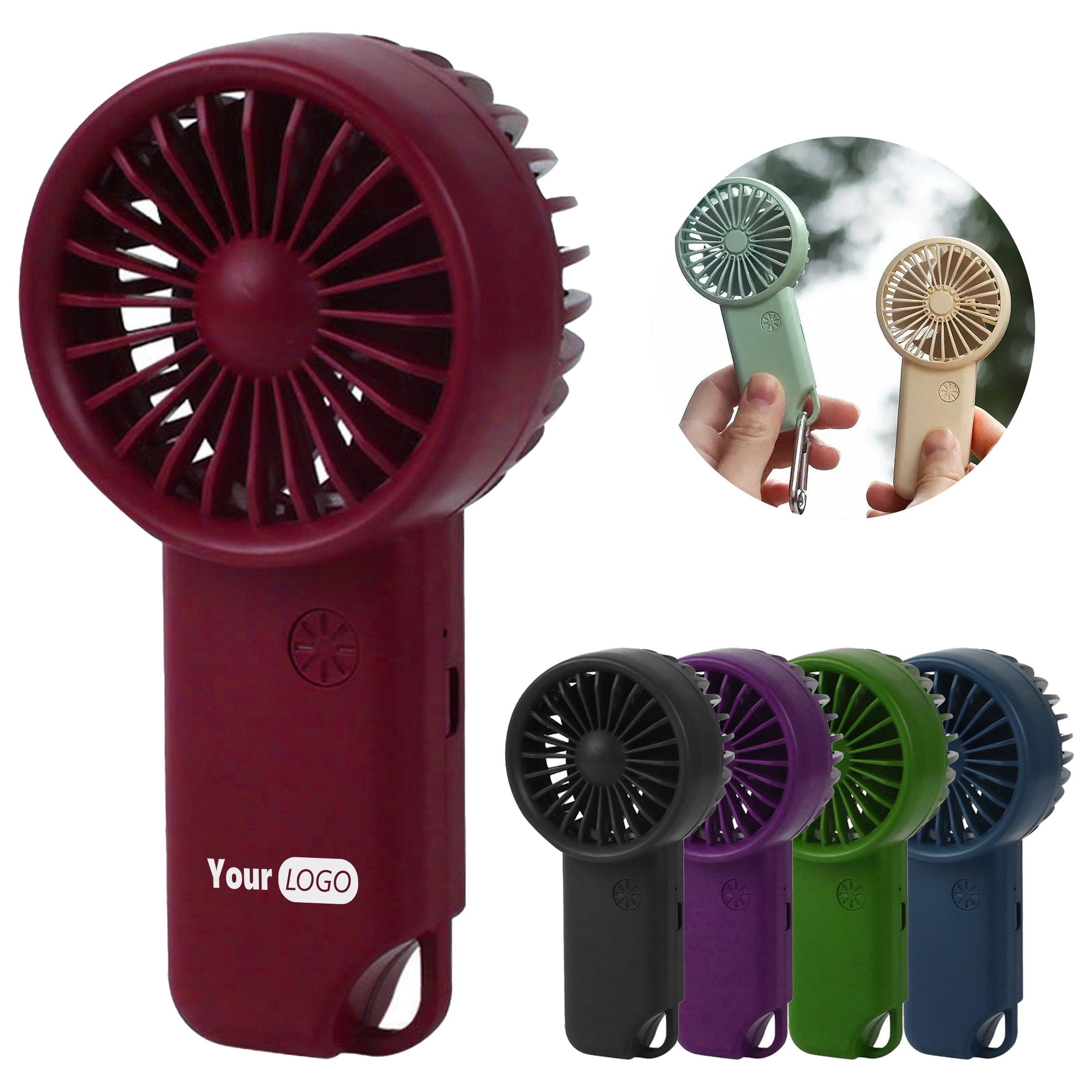 Plastic Rechargeable Handheld Fan With Carabiner Clip ?C Compact And Convenient 10