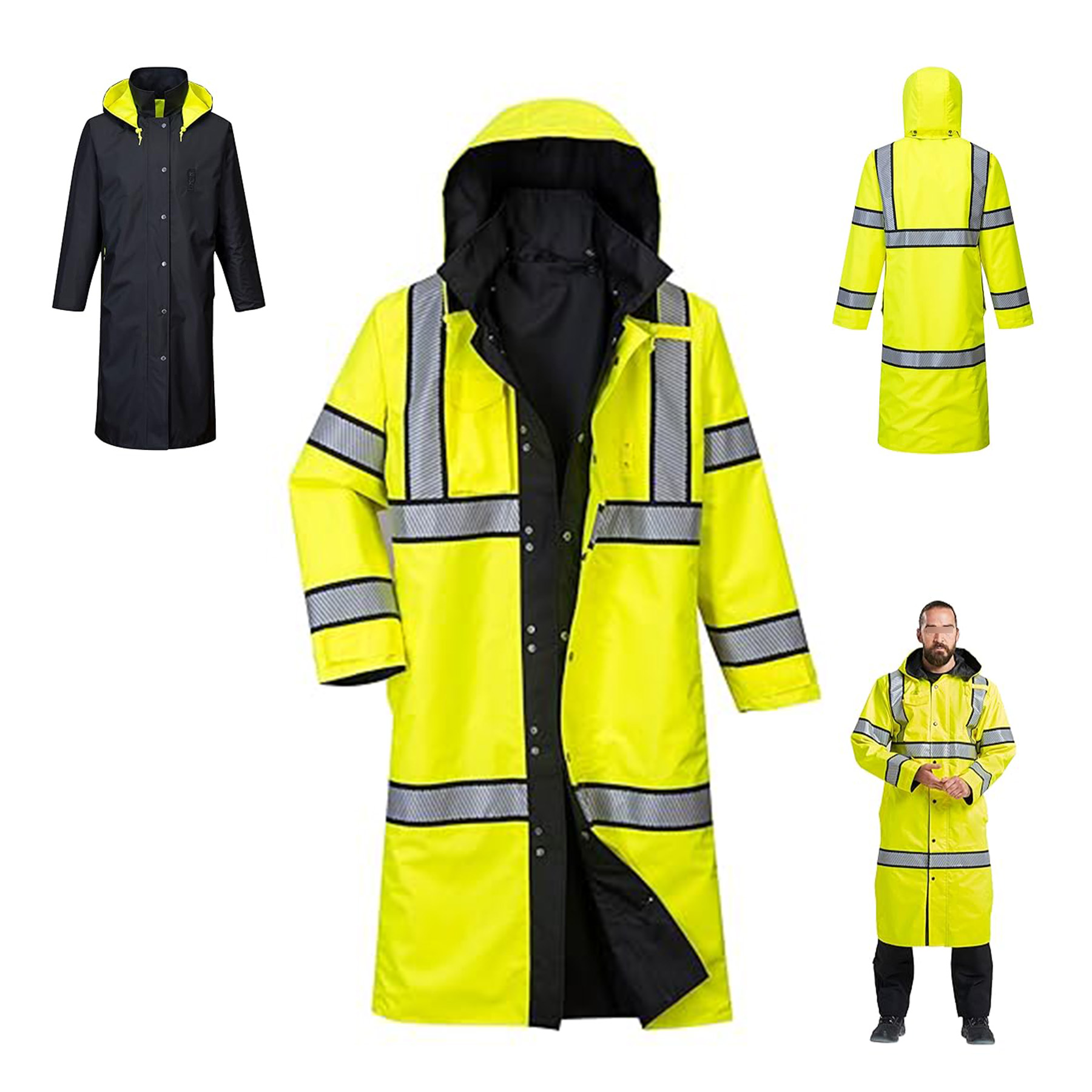 Reflective Long Safety Rain Jacket 2