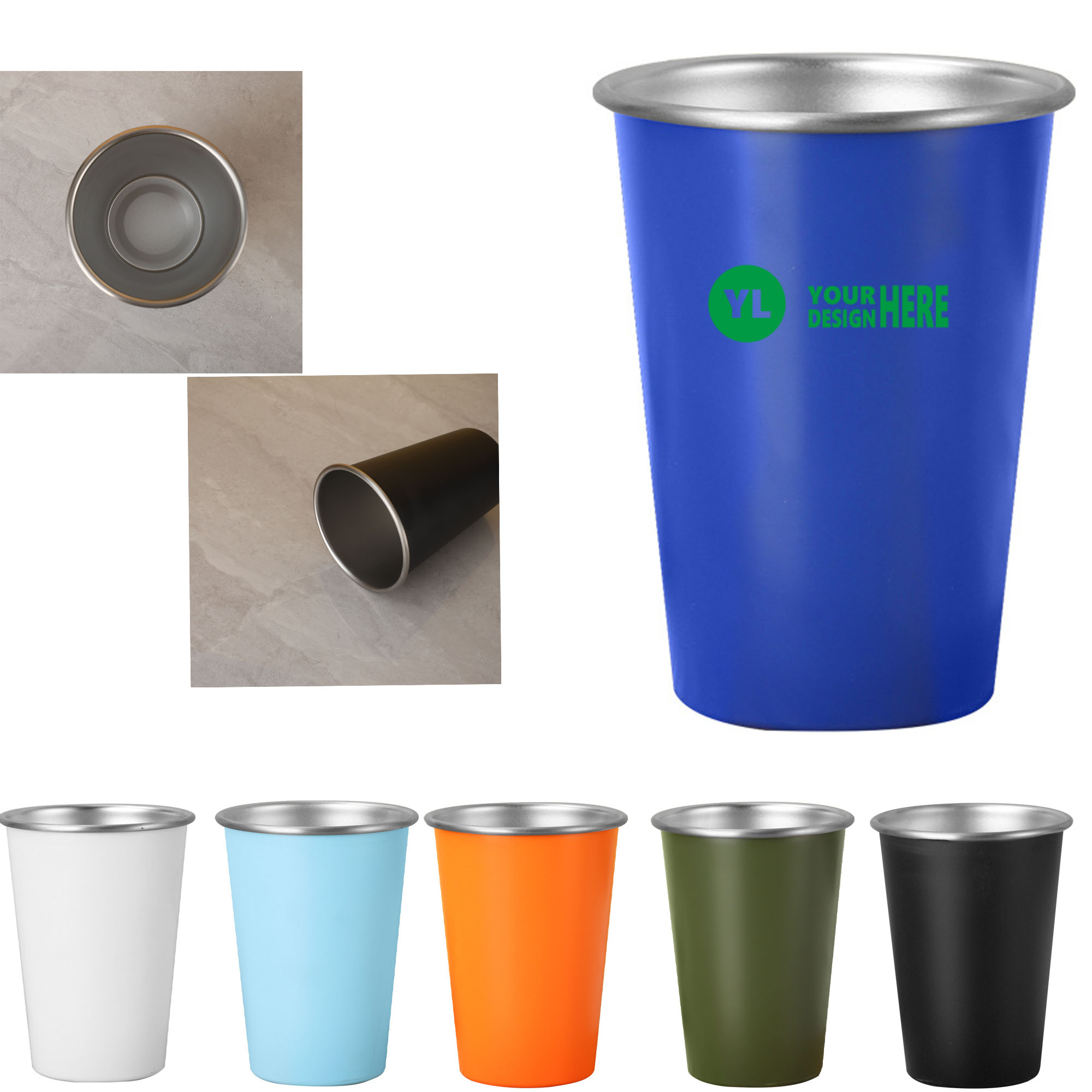 Stainless Steel Beer Cups Customizable Logo 1