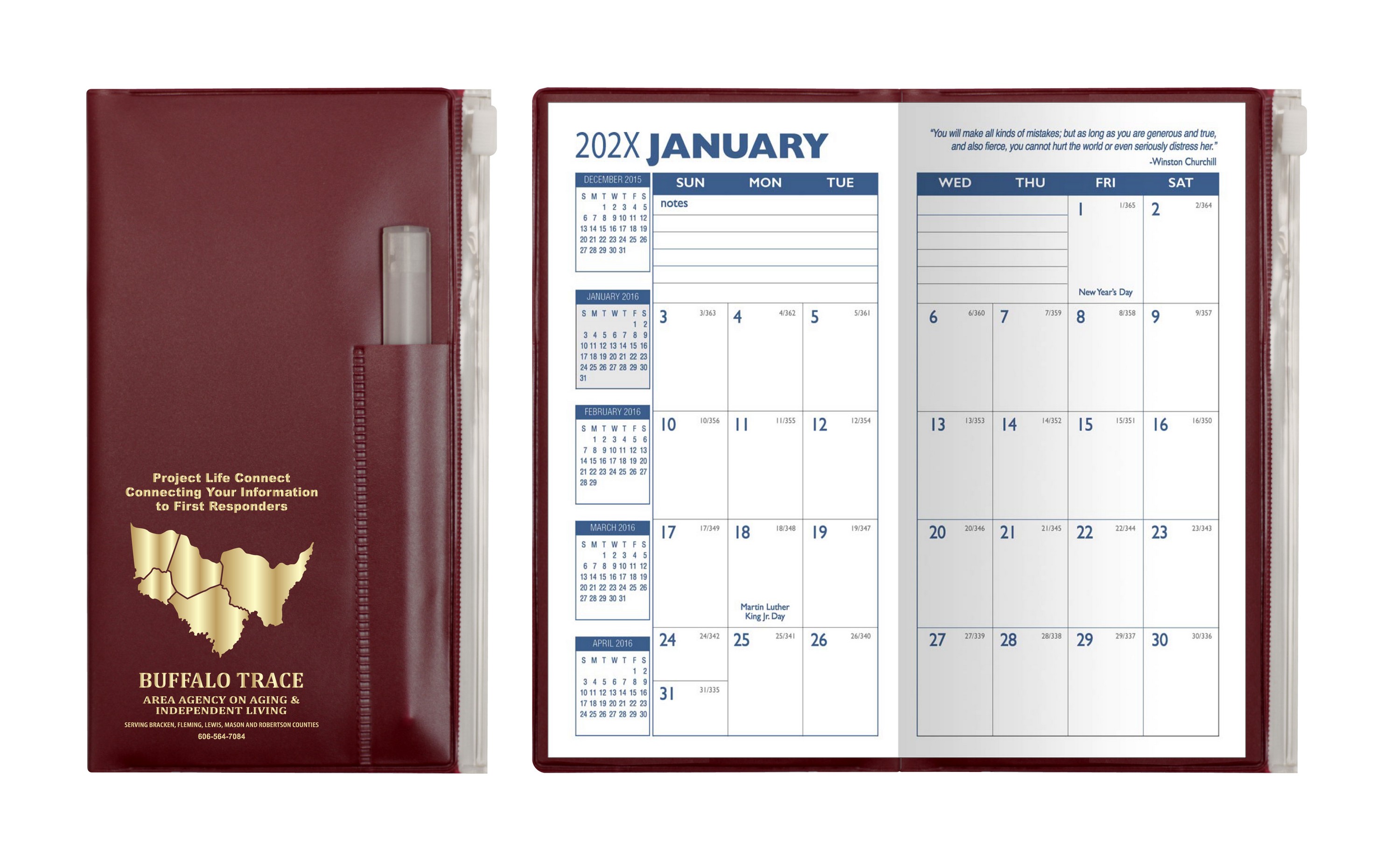 Monthly Zip Back Planner & Clear Pen & Zip Lock Pocket - Solid Color (1 Color Insert) 4