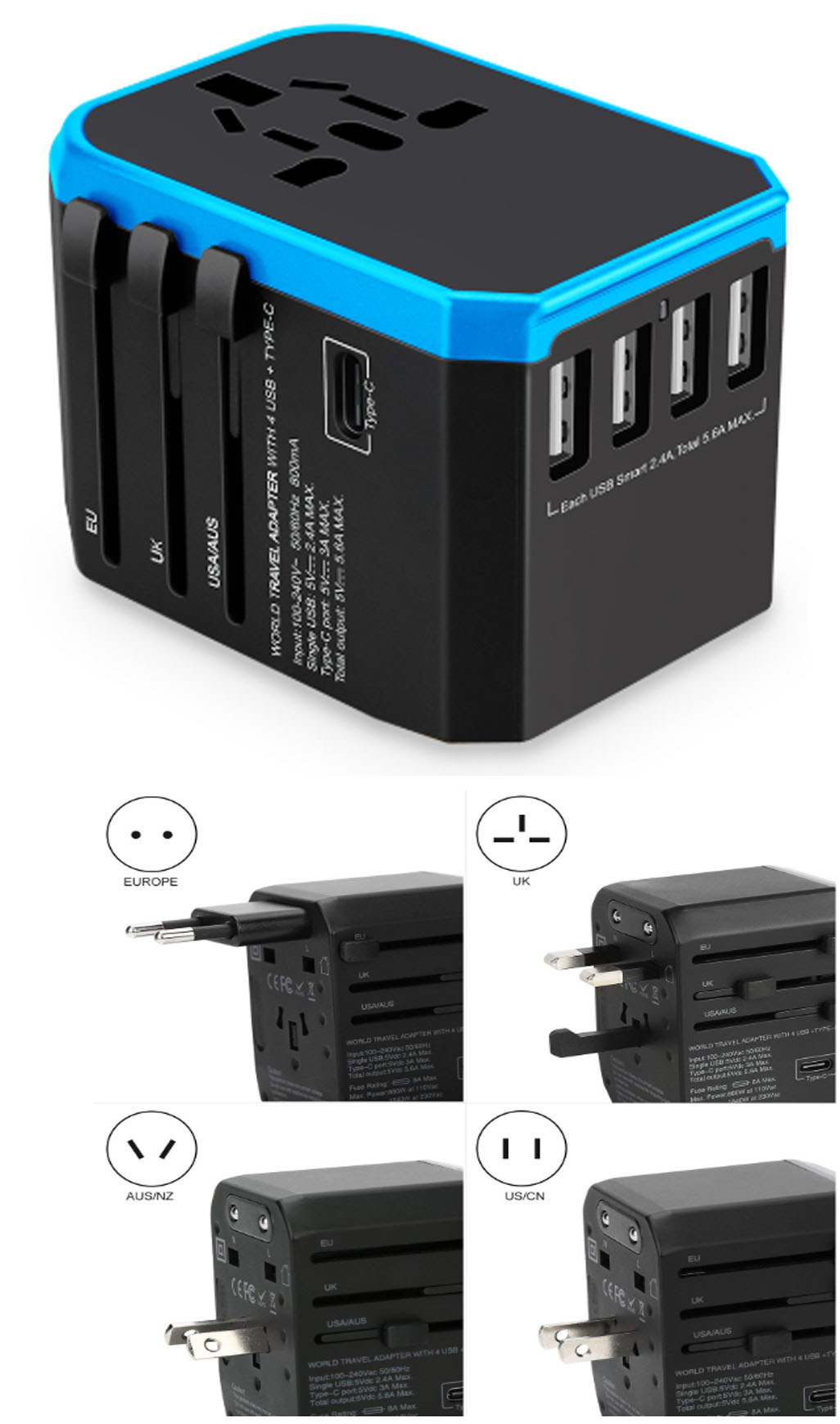 iBank ® Universal Travel Adapter, International Power Adapter 3