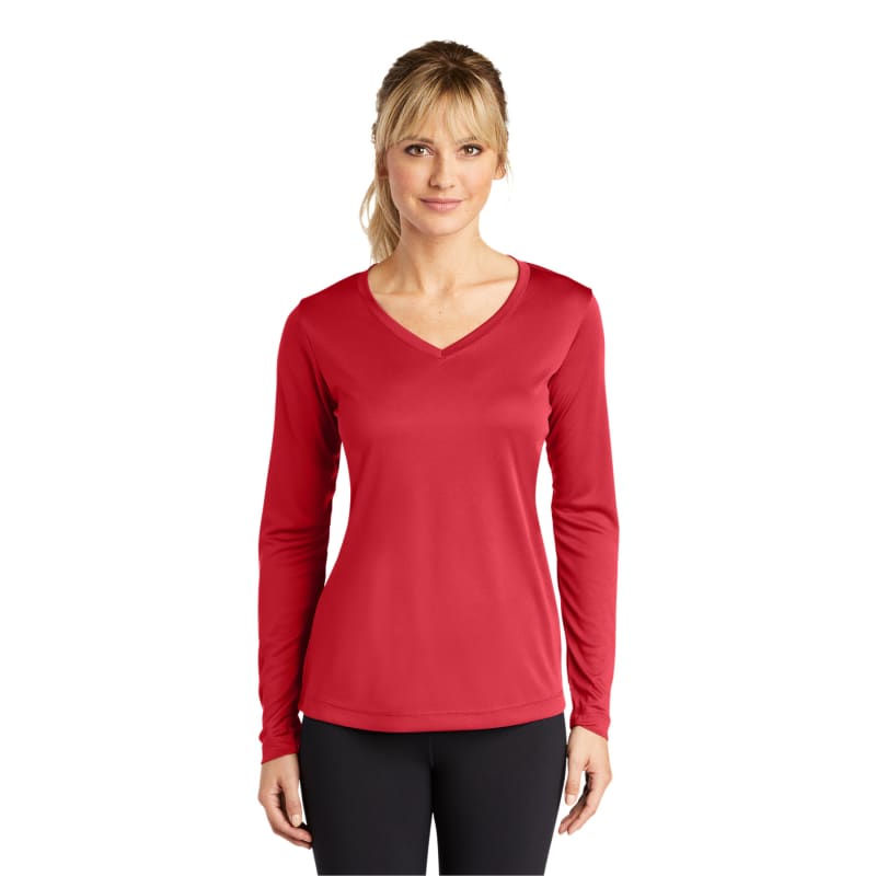 Sport-Tek Women's Long Sleeve PosiCharge Competitor V-Neck Tee. 80