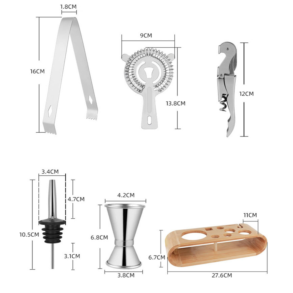 750ML Stainless Steel Cocktail Shaker Set 12PCS 3