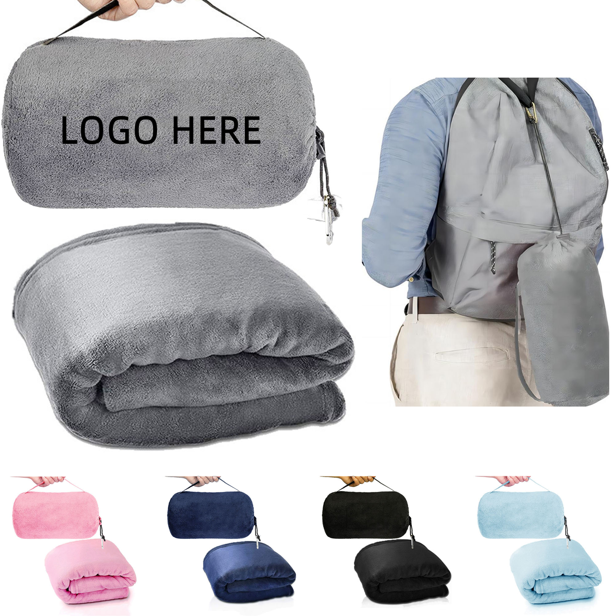 2 In 1 Flannel Travel Airplane Blanket Pillow 50x60" 2