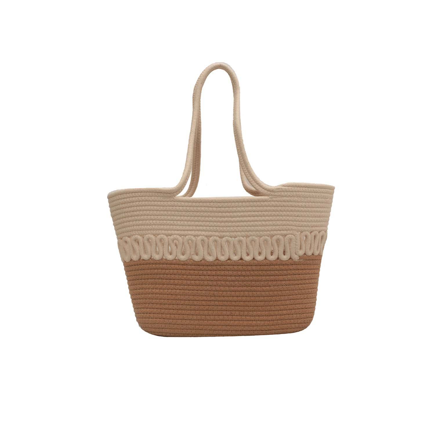 Large capacity French woven beach resort bag, custom tote bag with logo imprint 2