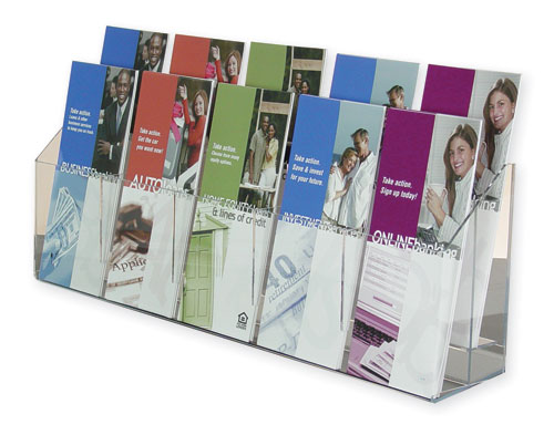 2-Tiered 10 pocket Wall Mount Brochure Holder