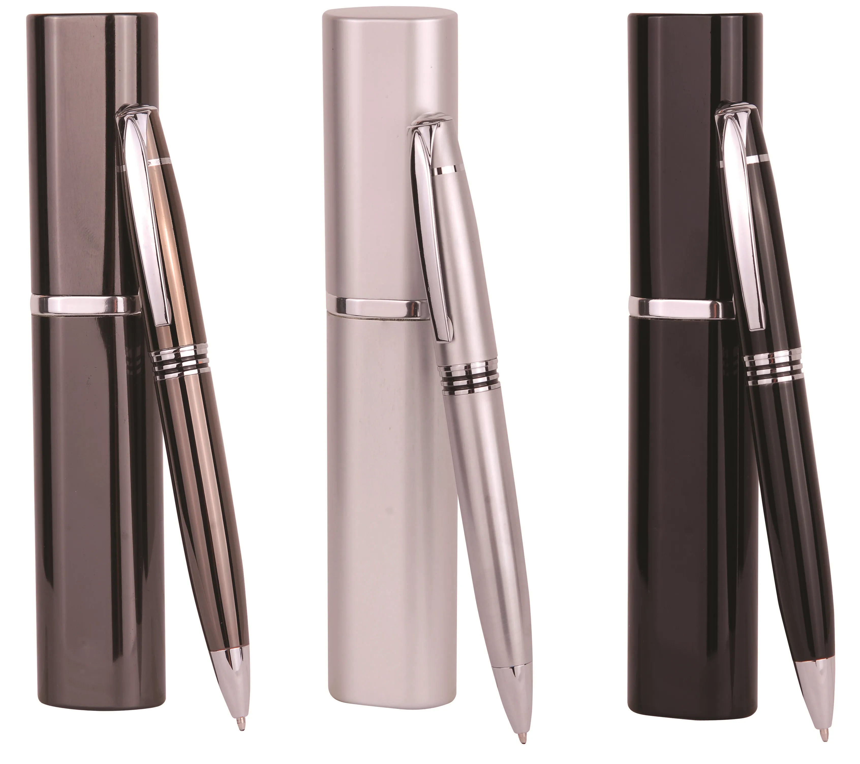 Twist Metal Ballpoint Pen w/Matching Case Set 1