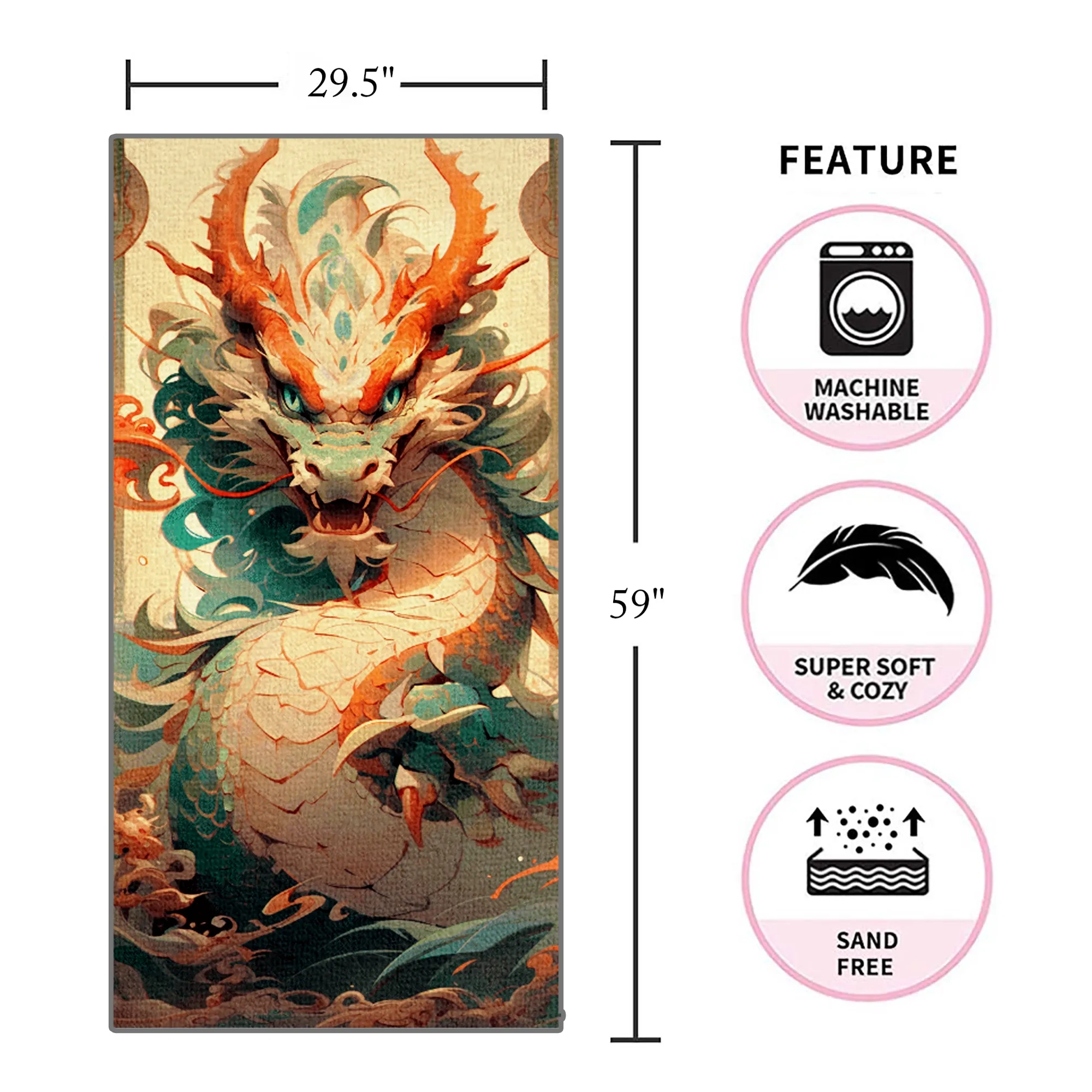 Full Color Microfiber Beach Towel 59 x 29.5 Inch 2