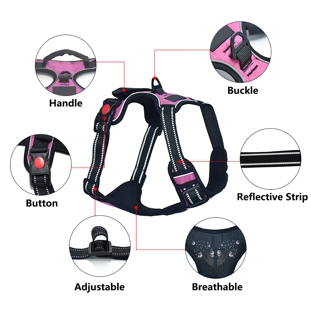 Reflective Pet Harness Adjustable Dog Vest 2