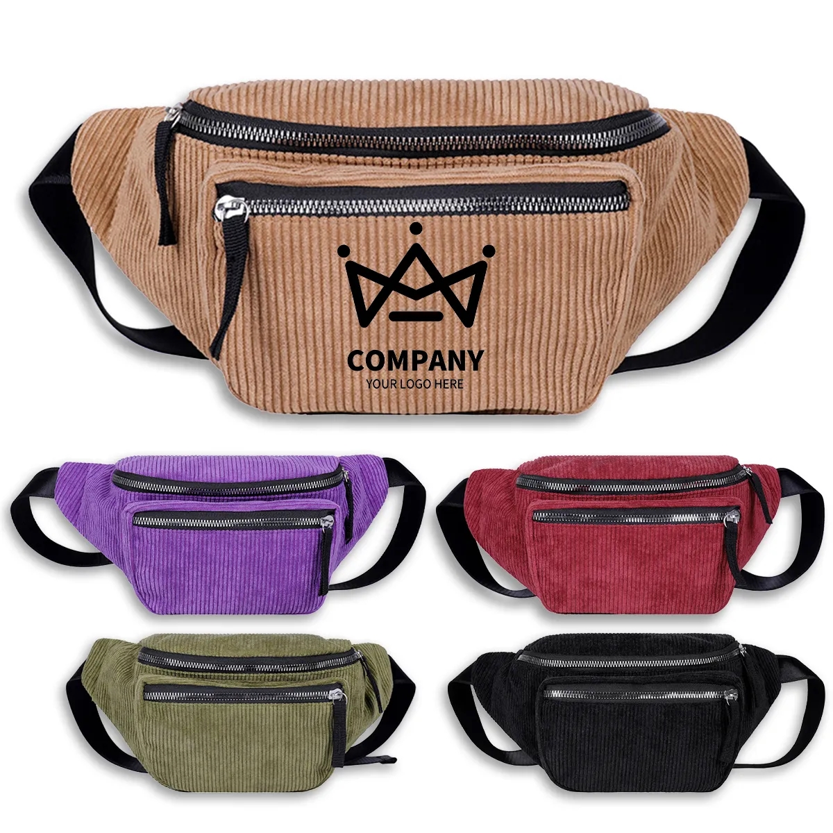 Corduroy Adjustable Strap Waist Bag for Travel Sports 2