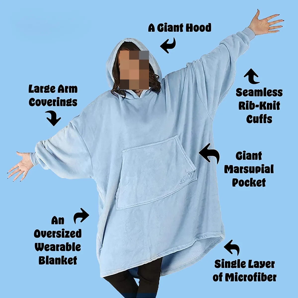 Oversized Microfiber Sherpa Wearable Blanket 3