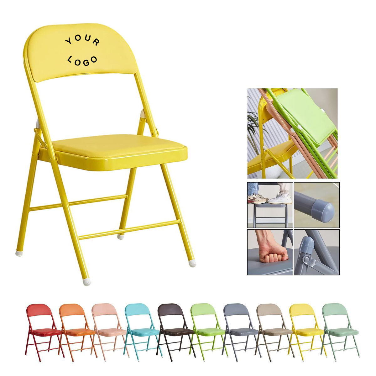 Steel Frame Folding Chair with Cushioned Back 9