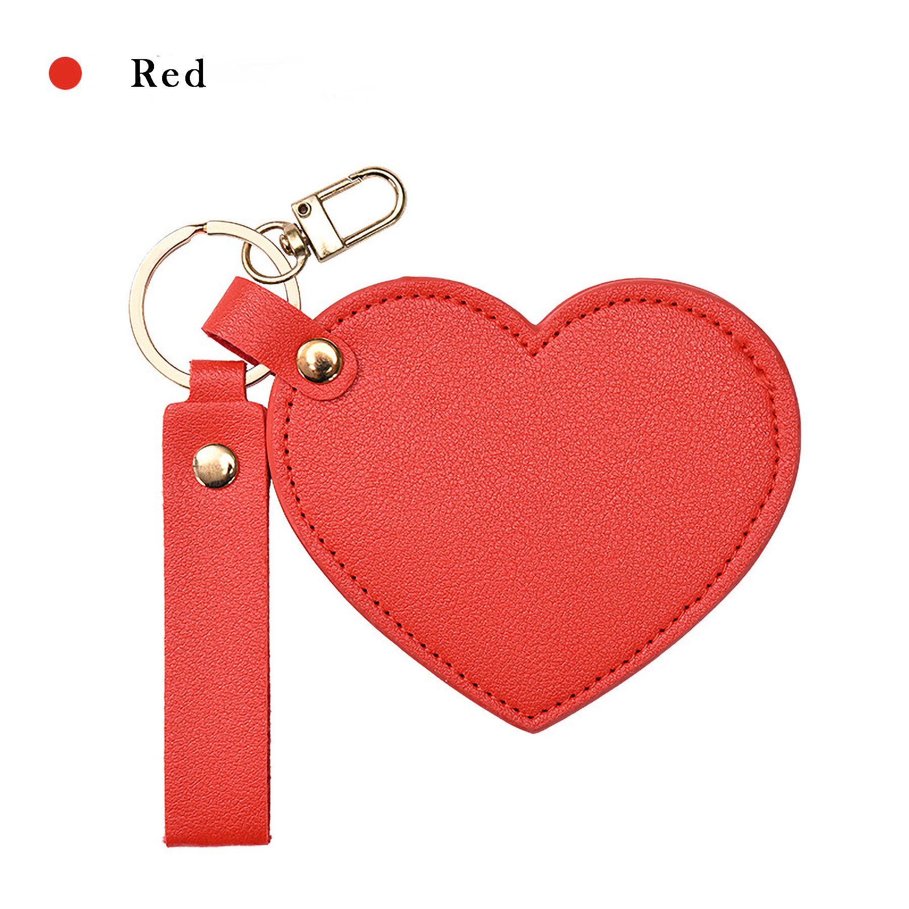 Leather Key Chain With Heart-Shaped Makeup Mirror 8