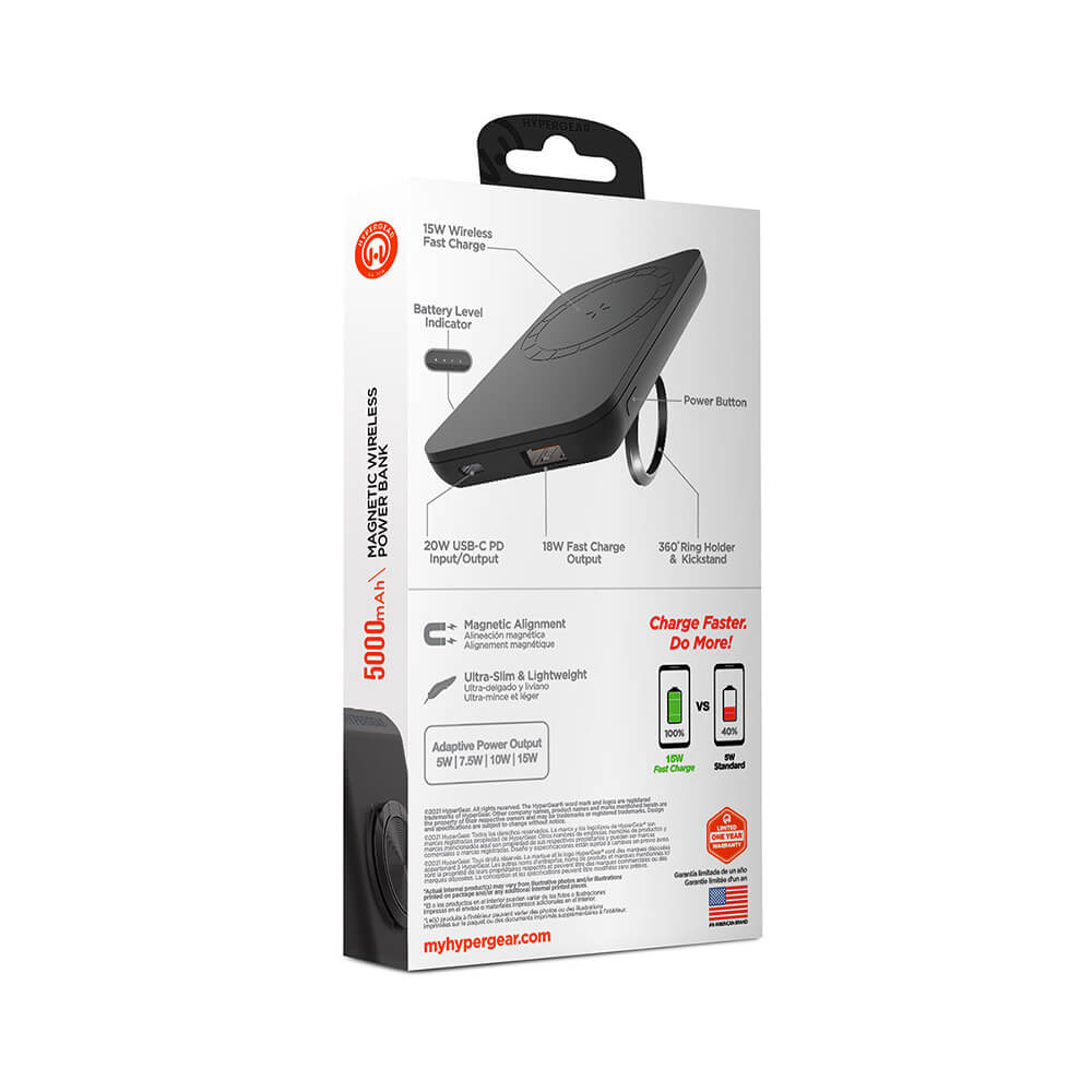 HyperGear 5000mAh Magnetic Wireless Power Bank for iPhone 12+ Series 3